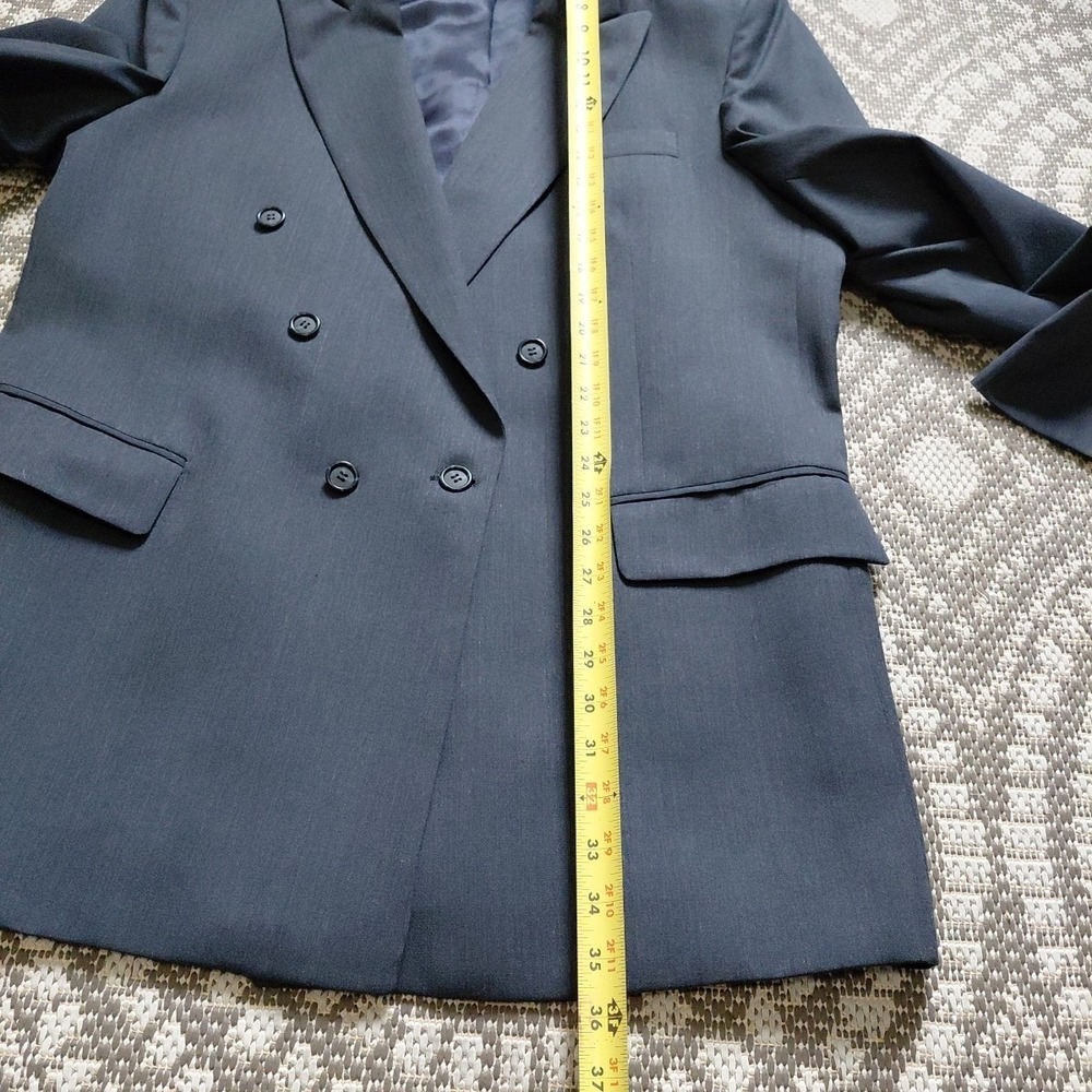 A. Sheilds Blazer Jacket Mens 44L Blue Wool Double Breasted Peak Lapel Classic - Picture 8 of 12